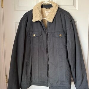 Men's Charcoal Sherpa-Lined Jacket